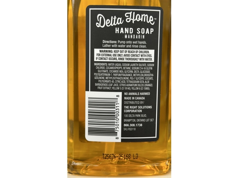 Delta Home Hand Soap, Mandarin, 16 fl oz/473 mL