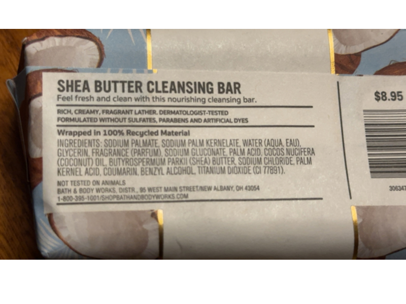 Bath & Body Works Shea Butter Cleansing Bar, Vanilla Coconut,5 oz/141.75 g