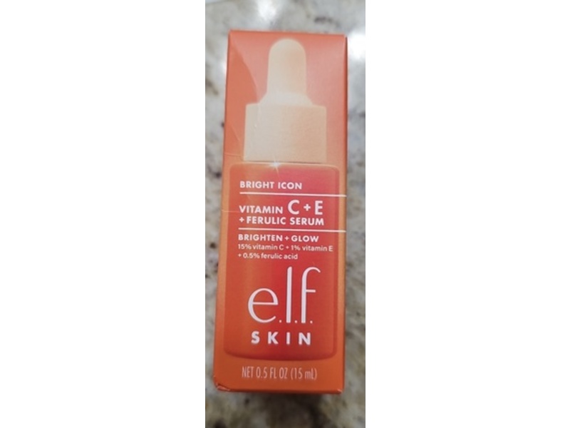 e.l.f. Skin Bright Icon Brighten + Glow Serum, Vitamin C + E + Ferulic, 0.5 fl oz/15 mL