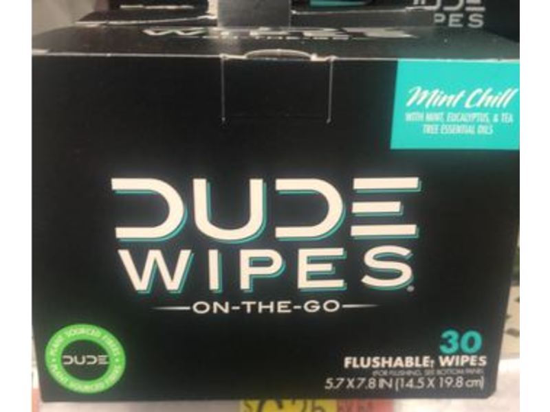 Dude Flushable Wipes, Mint Chill, 30 Wipes