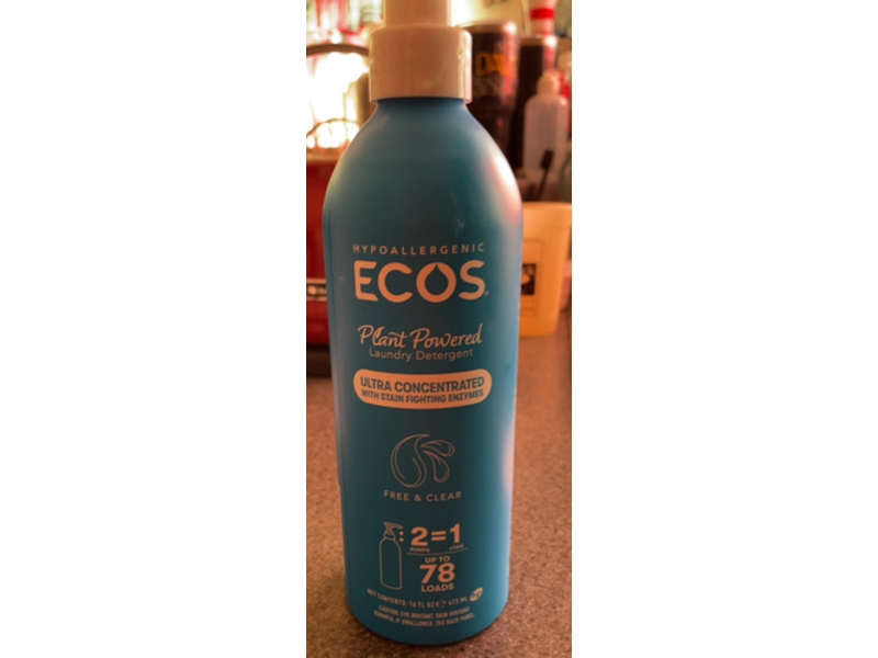 ECOS Plant Powered Laundry Detergent, Free & Clear, 78 Loads, 16 fl oz/473 mL