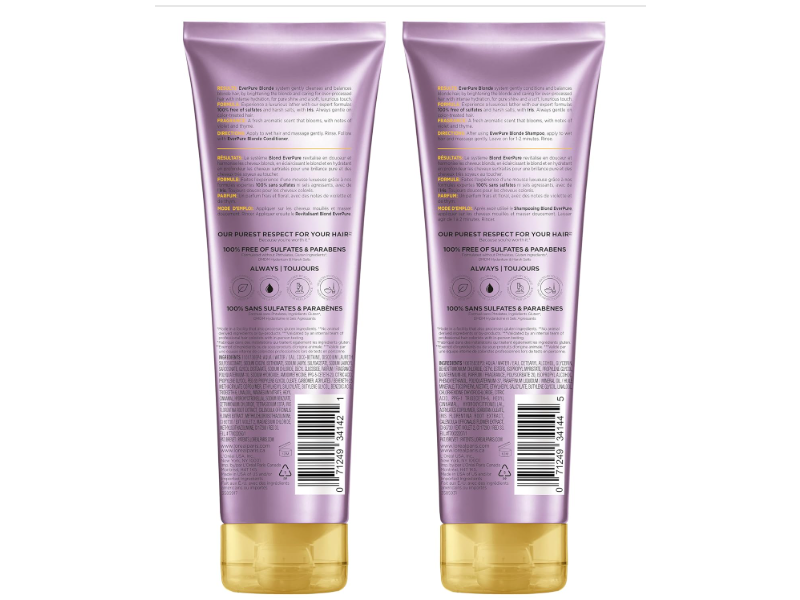 L'Oréal Paris Ever Pure Blonde Sulfate Free Shampoo & Conditioner Set, 8.5 fl oz/250 mL, Pack Of 2