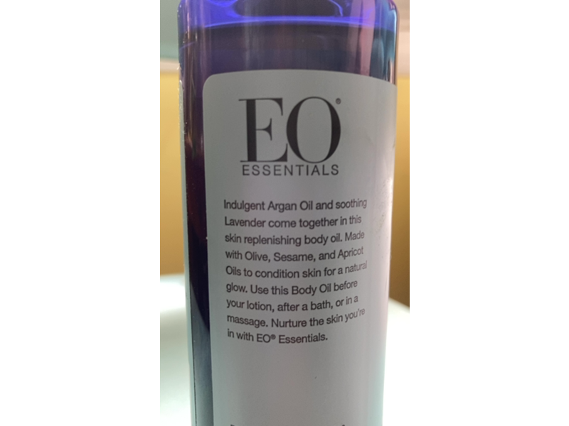 EO Essentials Botanical Body Oil, Lavender & Argan, 8 fl oz/237 mL