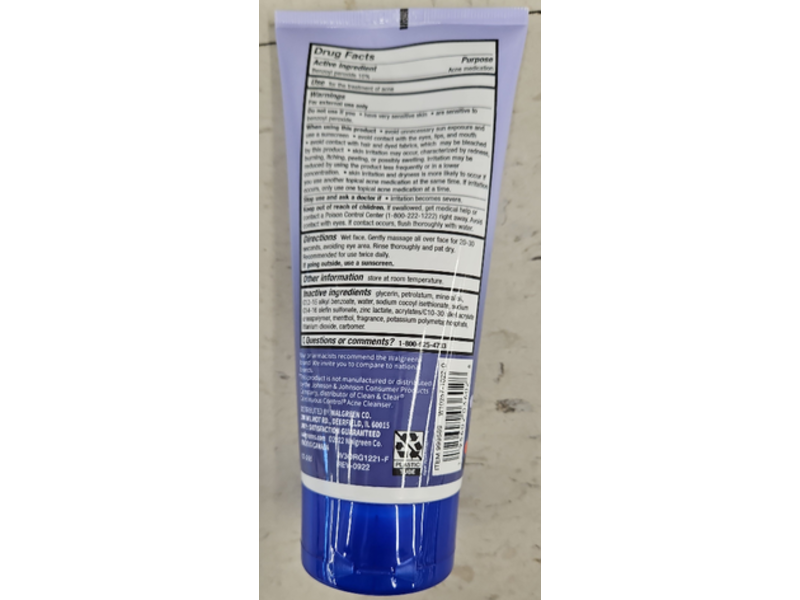 Walgreens Acne Control Cleanser, Benzoyl Peroxide, 5 oz/142 g