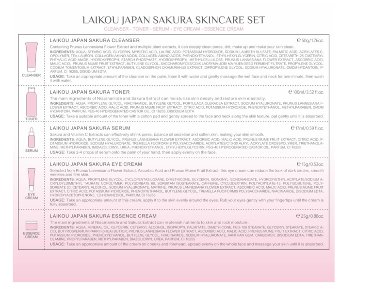 Laikou Japan Sakura Skincare Set