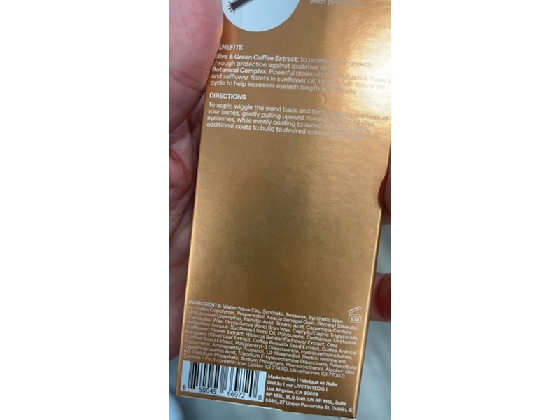 Live Tinted Legacy Lash Volumizing and Lengthening Mascara, Black, 0.2 fl oz/8 mL