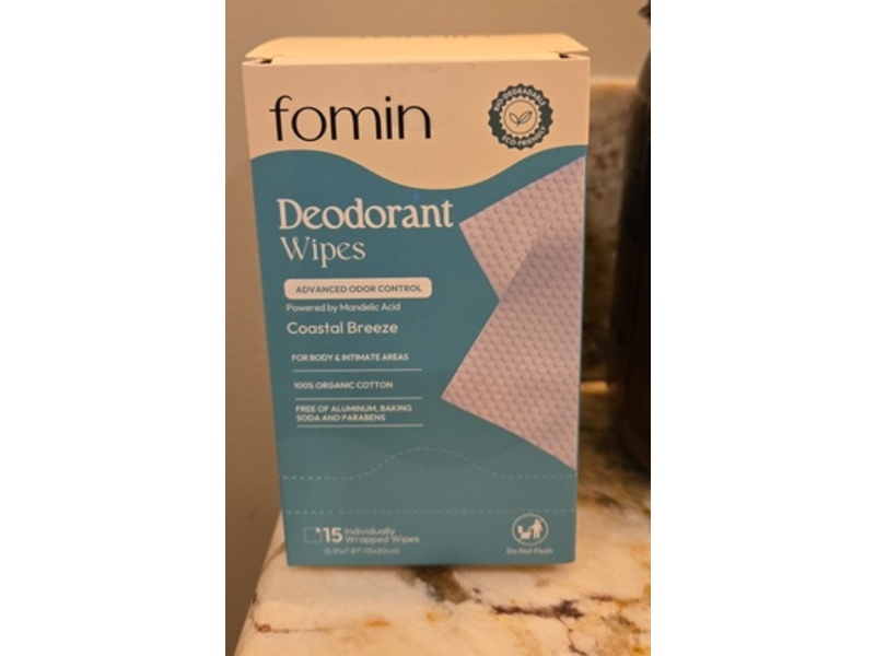 Foamin Deodorant Wipes, Coastal Breeze, 5.64 oz/160 g 15 Wipes