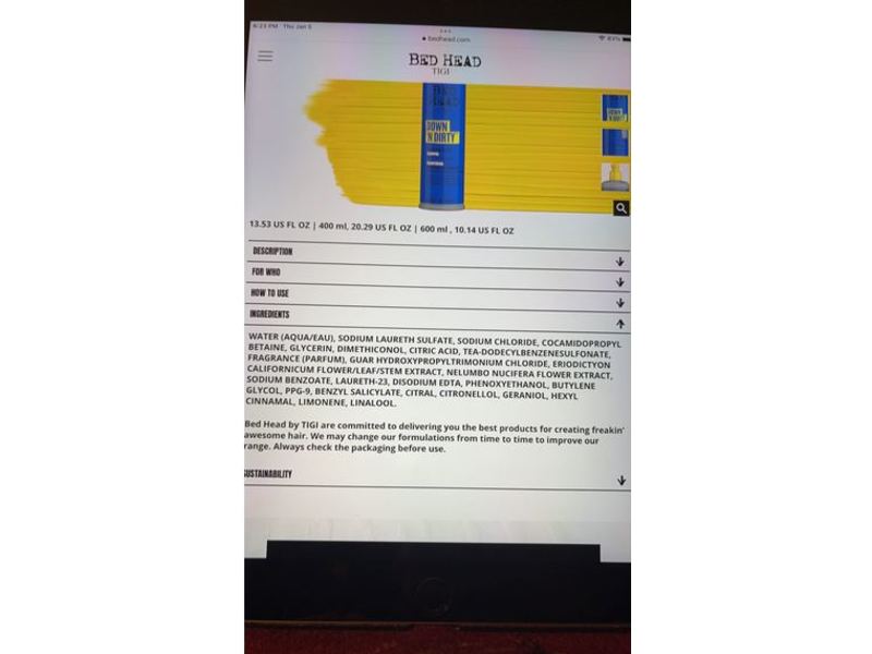 Bed Head Tigi Down 'N Dirty Clarifying Detox Shampoo, 20.29 fl oz/600 mL