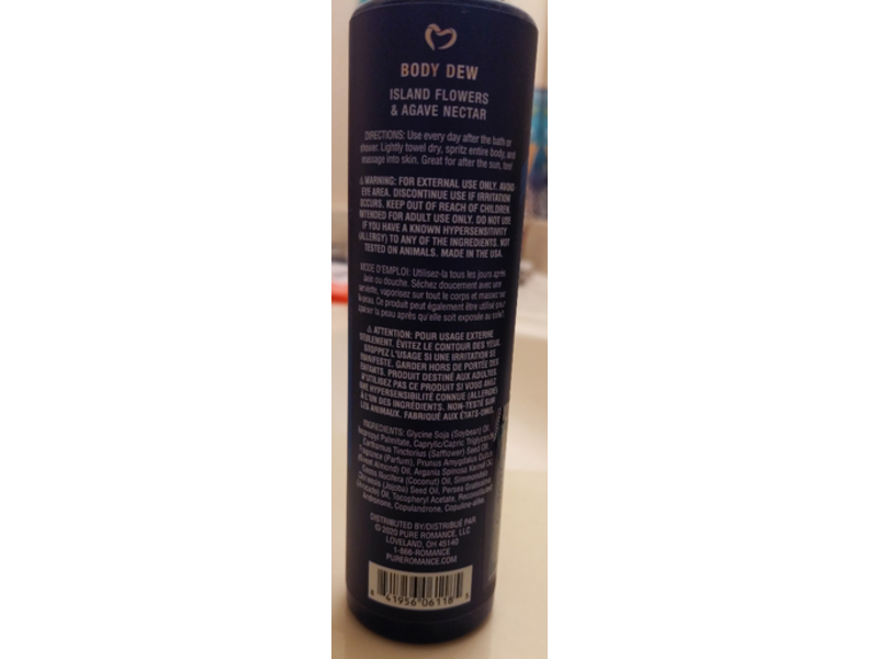 Pure Romance Capri Dream Hydrating Body Oil, Island Flowers & Agave Nectar, 7 fl oz/210 mL