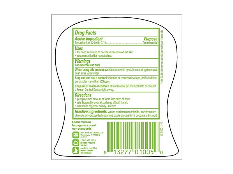 Babyganics Alcohol-Free Foaming Hand Sanitizer, Fragrance Free, 8.45oz Pump Bottle (Pack of 3)