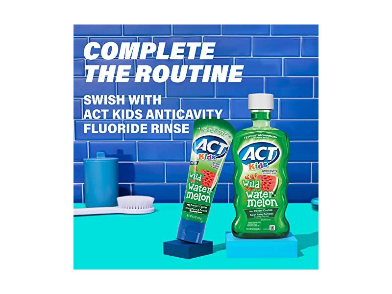 ACT Kids Anticavity Fluoride Toothpaste, Wild Watermelon, 4.6 oz/130 g