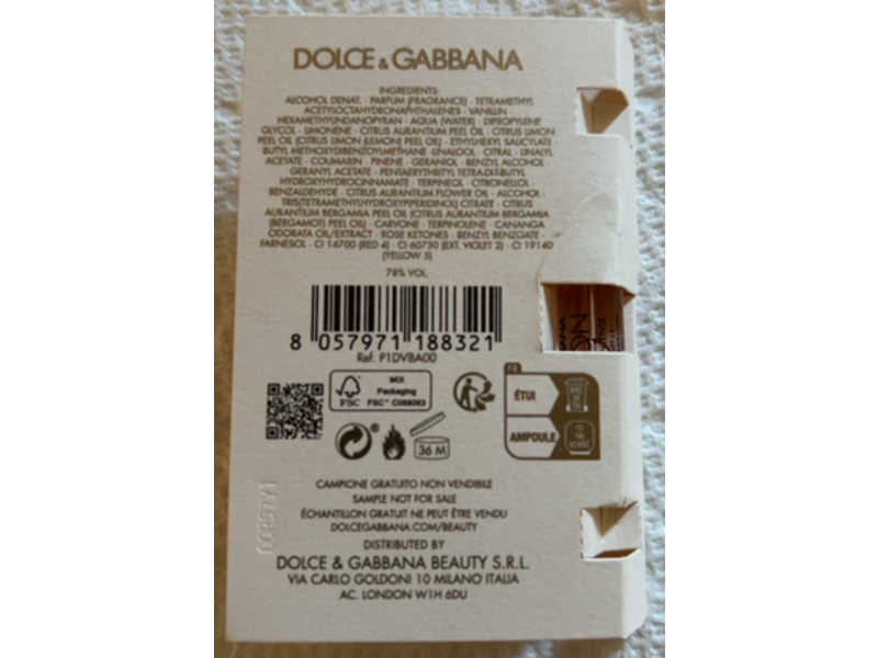 Dolce & Gabbana Devotion Intense Eau De Parfum, 0.05 fl oz/1.5 mL