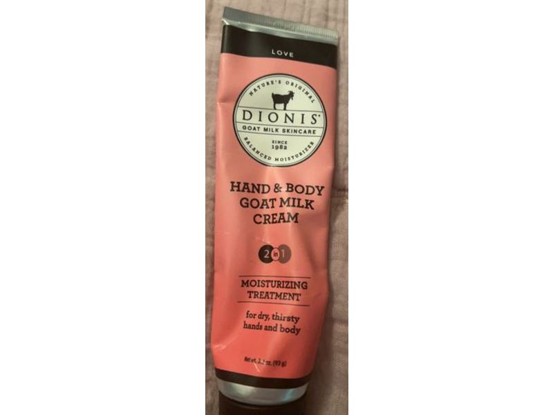 Dionis 2 In 1 Hand & Body Goat Milk Cream, Love, 3.3 oz/93 g