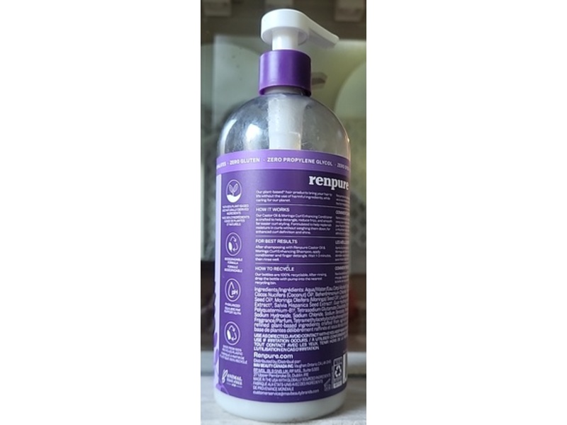 Renpure Curl Conditioner, Castor Oil & Moringa, 24 fl oz/710 mL