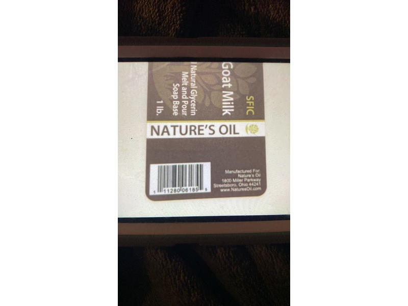 Nature's Oil All Natural Glycerin Melt and Pour Soap Base, Goat Milk, 1 lb
