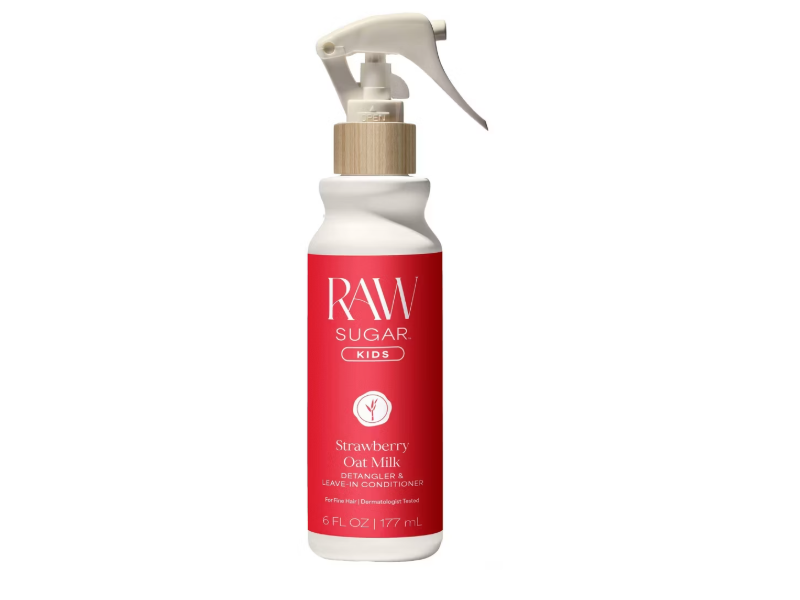 Raw Sugar Kids Detangler & Leave-In Conditioner, Strawberry Oat Milk, 6 fl oz/177 mL