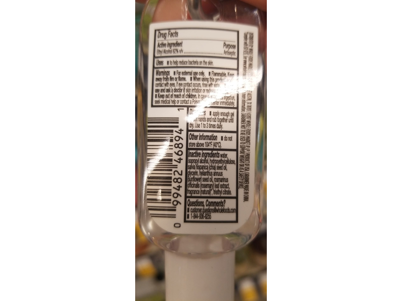 365 Whole Foods Market Hand Sanitizer, Cucumber Aloe, Carabiner Clip, 1 fl oz/30 mL