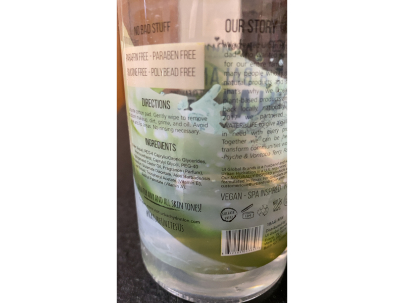 Urban Hydration Bright & Balanced Micellar Water, Aloe Vera Leaf , 16.9 fl oz/500 mL