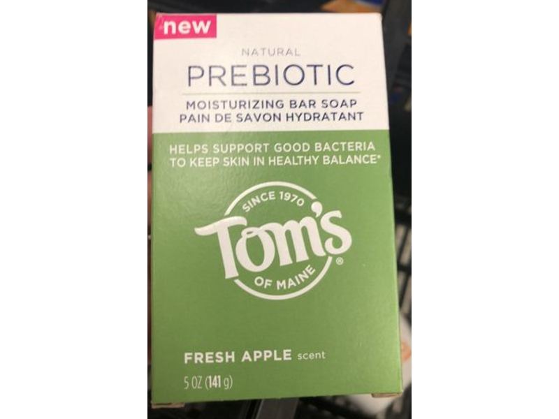 Tom's Of Maine Prebiotic Moisturizing Natural Bar Soap, Fresh Apple Scent, 5 oz/141 g