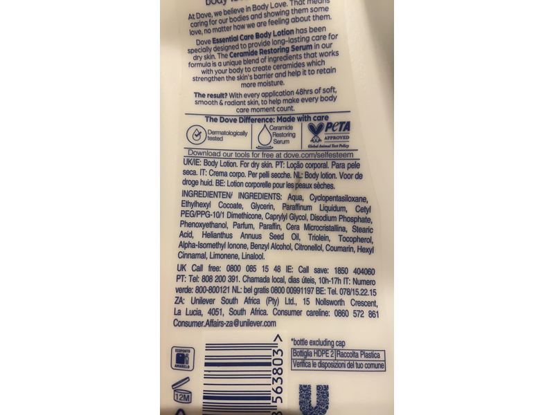 Dove Body Love Essential Care Body Lotion, 400 mL