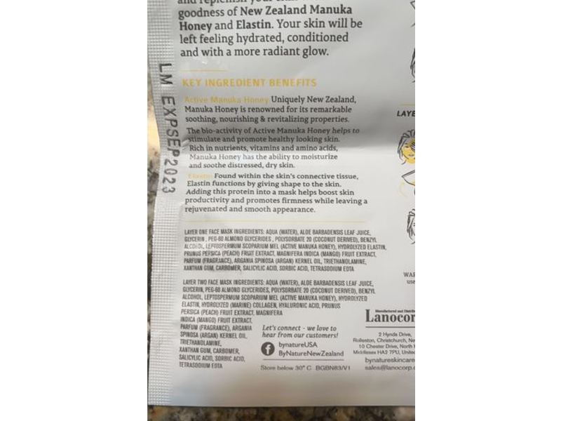 By Nature Double Mask 2-In-1 Sheet Face Mask, Honey, 1 Count