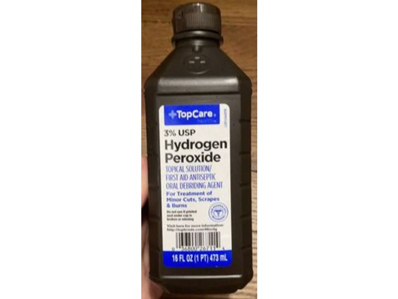 Topcare Topical Solution / First Aid Antiseptic Oral Debriding Agent, 3% USP Hydrogen Peroxide, 16 fl oz/473 mL