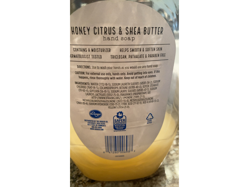 Kroger Hand Soap, Honey Citrus & Shea Butter, 50 fl oz/1.47 L
