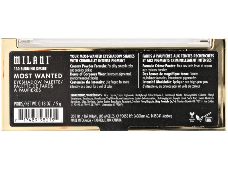 Milani Most Wanted Eyeshadow Palette, 130 Burning Desire, 0.18 oz/5 g