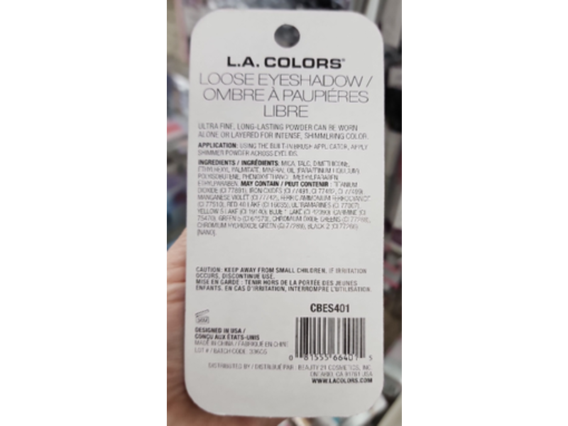 L.A. Colors Shimmering Loose Eyeshadow, Honey Suckle, 0.10 oz/2.8 g