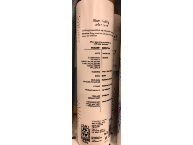 Pantene Illuminating Color Care Shampoo, Biotin, 9.6 fl oz