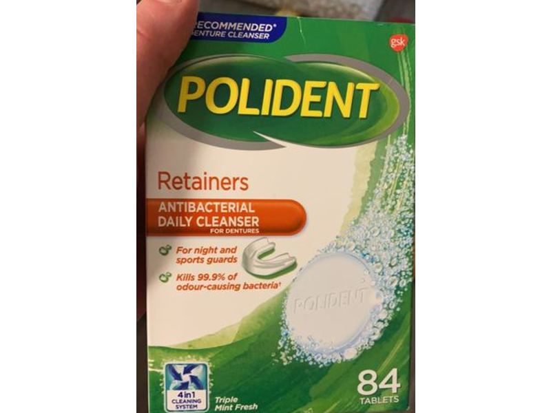 Polident Retainers Antibacterial Daily Cleanser, Triple Mint Fresh, 84 Count