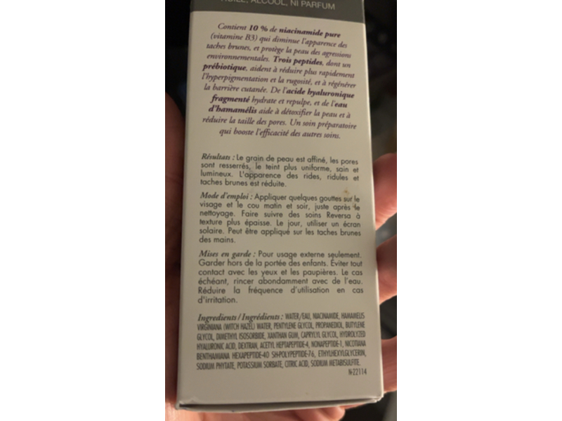 Reversa Niacinamide Concentrate, Peptides + Witch Hazel, 1 fl oz/30 mL