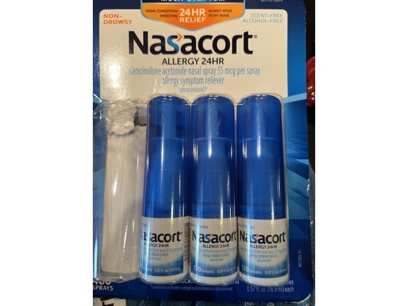 Nasacort Allergy Nasal Spray, 0.57 fl oz/16.9 mL, Pack Of 4
