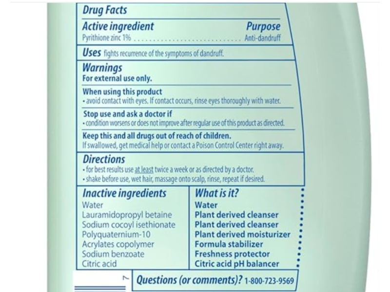 Head & Shoulders Bare Minimal Ingredients Dandruff Shampoo, 13.5 fl oz/400 mL, 2 Pack