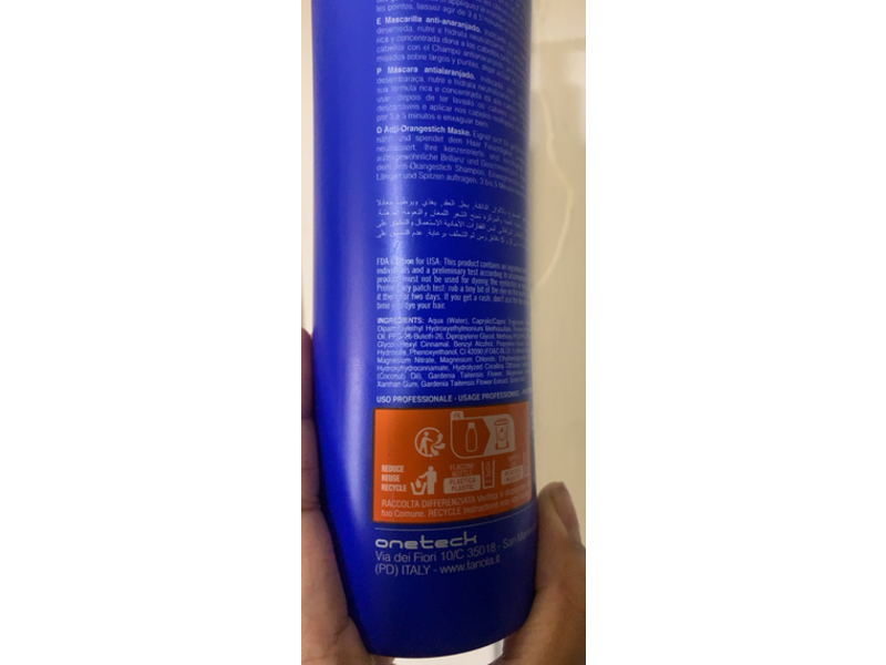 Fanola Anti Orange Hair Mask, 11.83 fl oz/350 mL