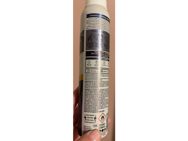 Batiste Overnight Hair Refresher Shampoo, Charcoal, 4.23 oz/120 g