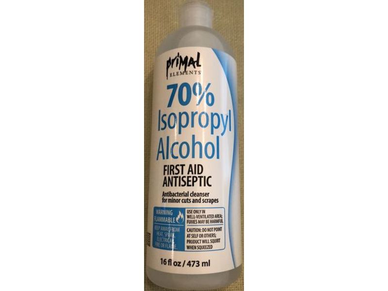 Primal Elements First Aid Antiseptic Antibacterial Cleanser, 70% Isopropyl Alcohol, 16 fl oz/473 mL