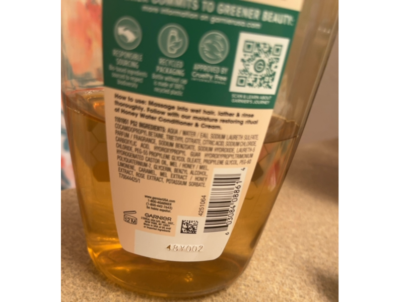 Garnier Whole Blends Moisture Restoring Shampoo, Honey Water, 28 fl oz/828 mL