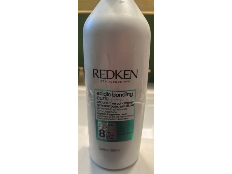 Redken Acidic Bonding Curls Silicone Free Conditioner, Citric Acid + Glycerin, 33.8 fl oz/1000 mL