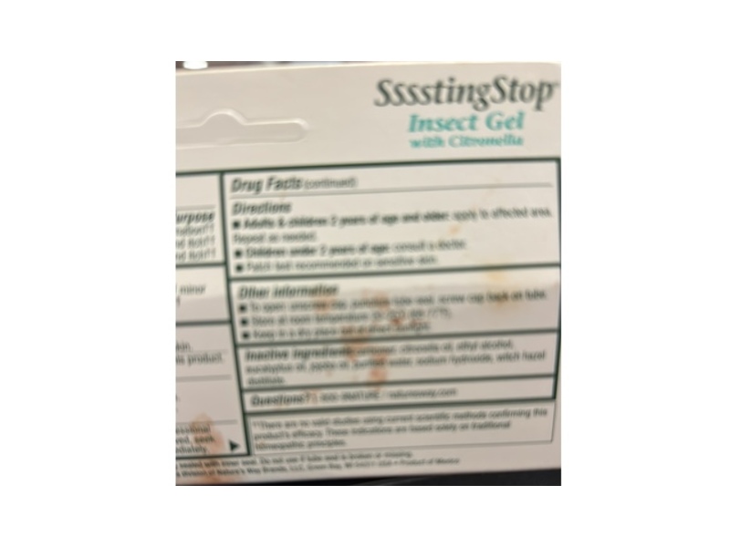 Boericke & Tafel Itch & Pain Of Insect Bite Ssssting Stop Gel, 2.75 oz/78 g