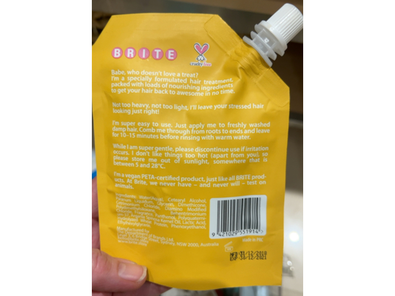 Brite Dry Hair Mask, Mango, 3.38 fl oz/100 mL