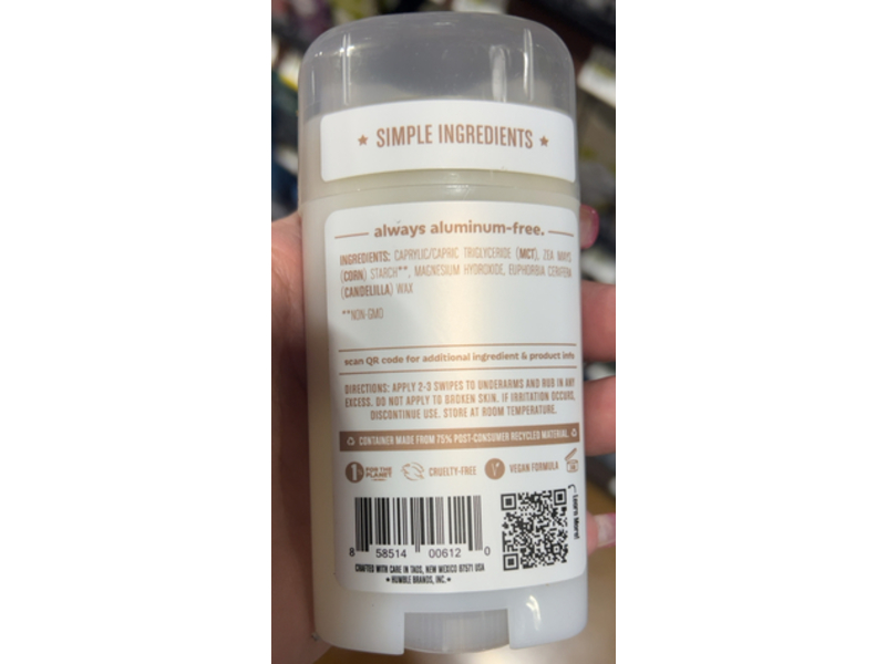 Humble Nothing Bad Deodorant, Simply Unscented, 2.5 oz/70 g, Pack Of 3