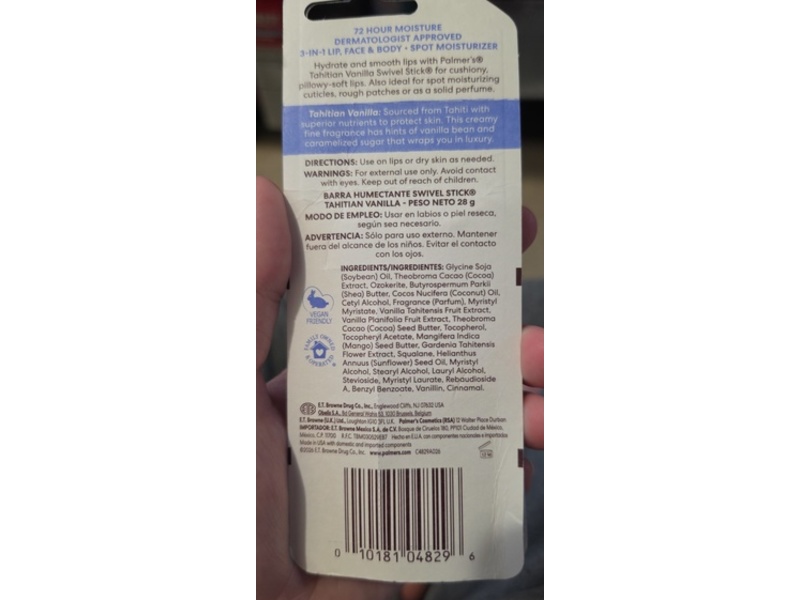 Palmer’s Cocoa Butter Formula Swivel Stick, Tahitian Vanilla, 0.5 oz/14 g