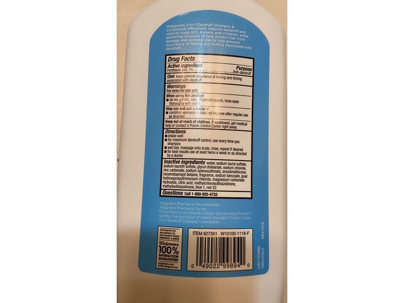 Walgreens Dandruff Shampoo & Conditioner, Everyday Clean, 33.8 fl oz/1 L