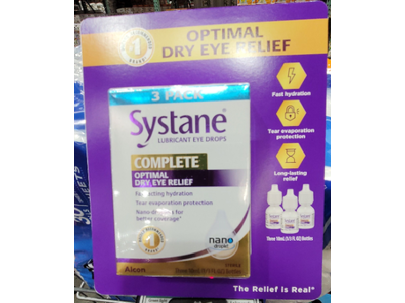 Systane Alcon Lubricant Eye Drops, Optimal Dry Eye Relief, Pack Of 3