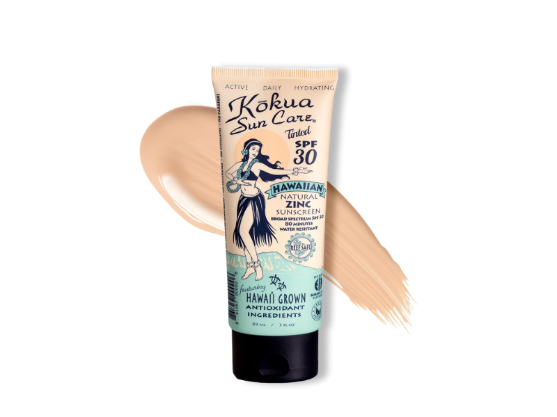 Kokua Sun Care Tinted Hawaiian Natural Zinc Sunscreen, SPF 30, 3 fl oz/89 mL