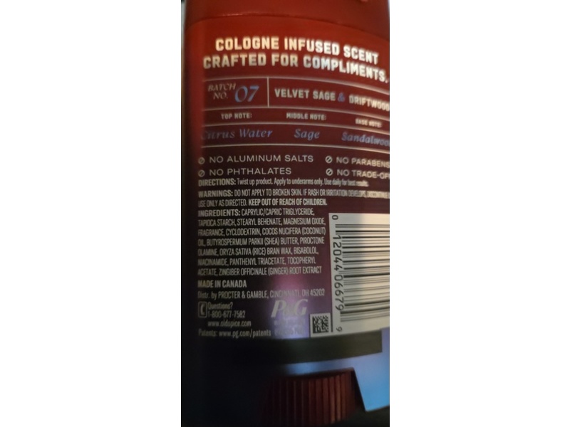 Old Spice Deodorant, Velvet Sage & Drift Wood, 3.0 oz/85 g