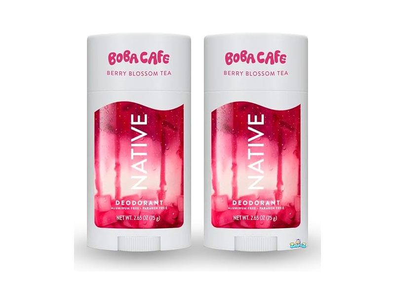 Native Boba Cafe Deodorant, Berry Blossom Tea, 2.65 oz/75 g