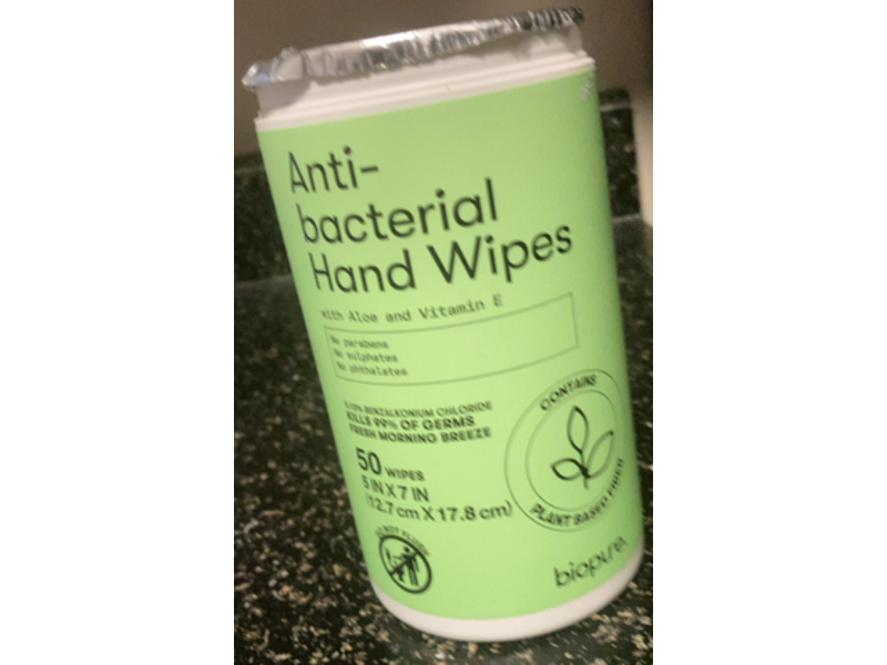 Bio Pure Anti Bacterial Hand Wipes, Aloe & Vitamin E, 50 Count
