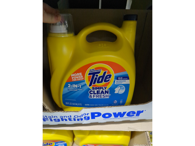 Tide 2-In-1 Powerful Detergent, Fresh Scent, Simply Clean & Fresh, 208 fl oz/6.15 L, 153 Loads